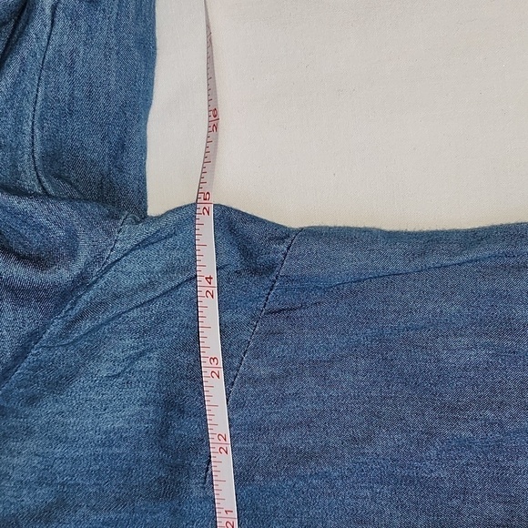Hester & Orchard Vneck Pom Pom Bell Sleeve‎ Blue Jean Sz. XL Tunic - Picture 5 of 7